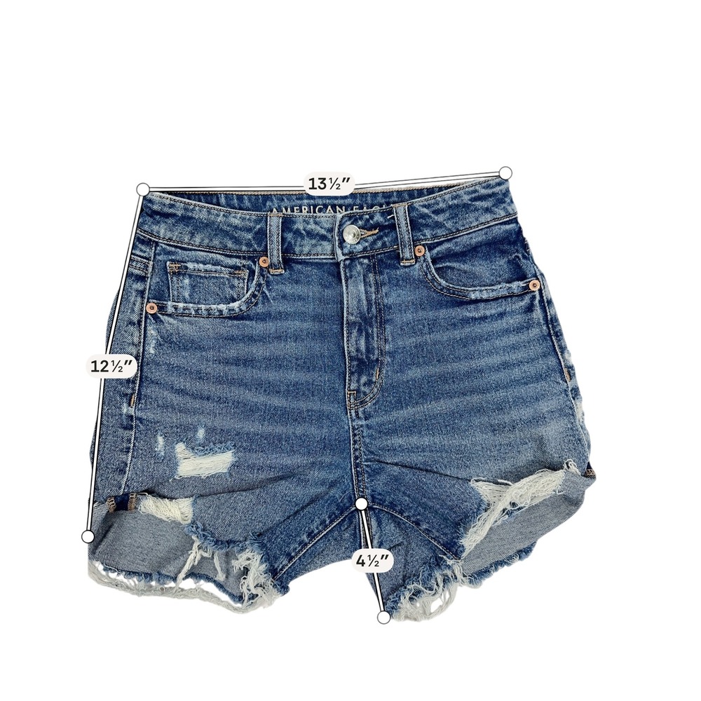 American Eagle Distressed Stretch Denim Shorts Rare Factory Sample Pair Sz 4 - Picture 7 of 7